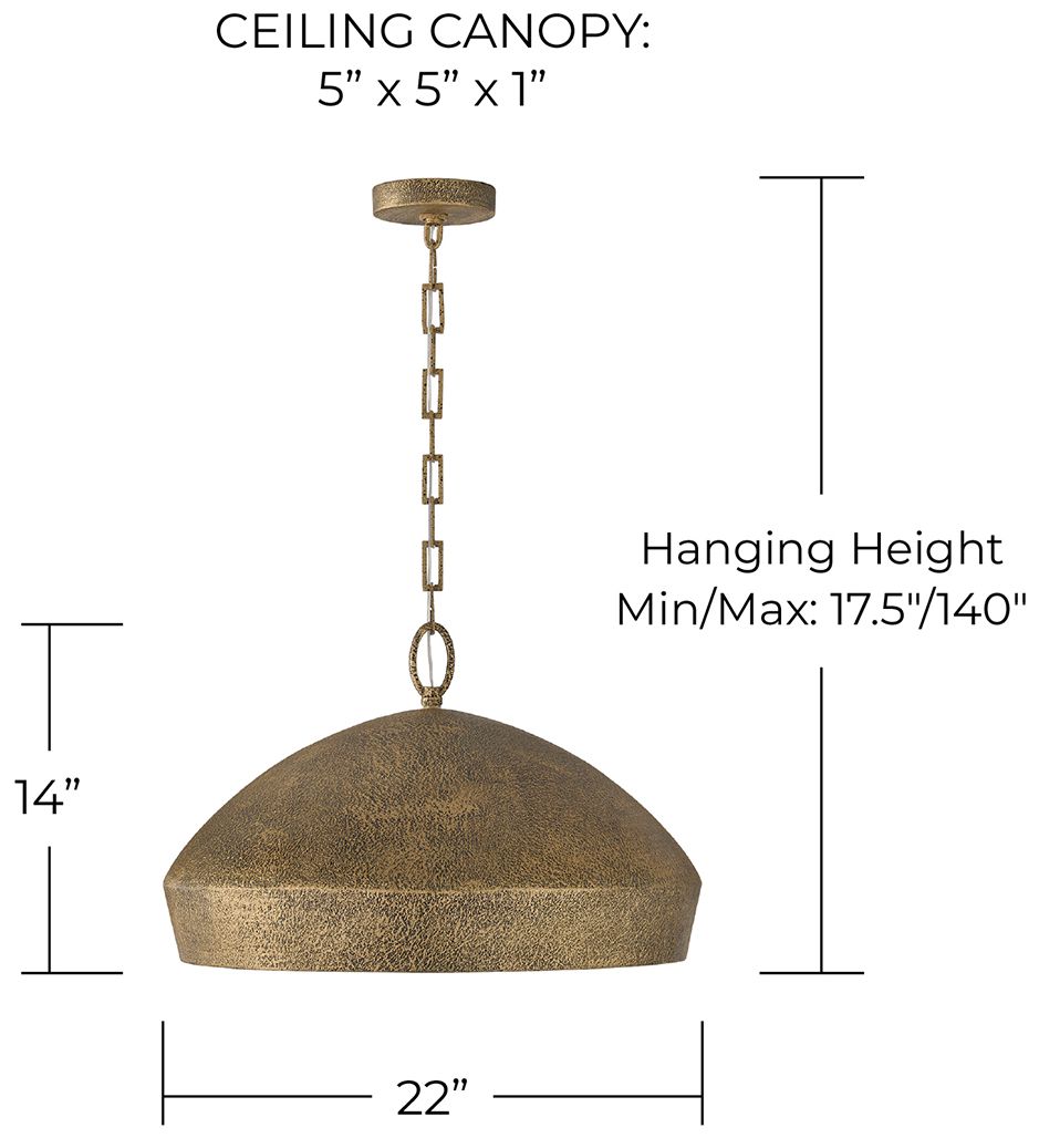 Capital Lighting Savari 1 Light Pendant 22" Artisan Gold