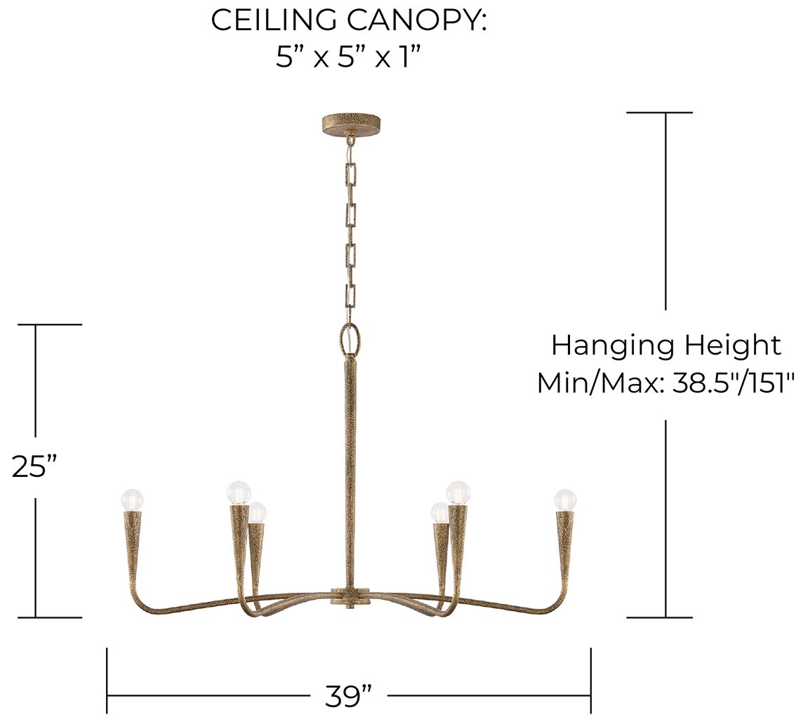 Image 7 Capital Lighting Savari 6 Light Chandelier 39" Artisan Gold more views