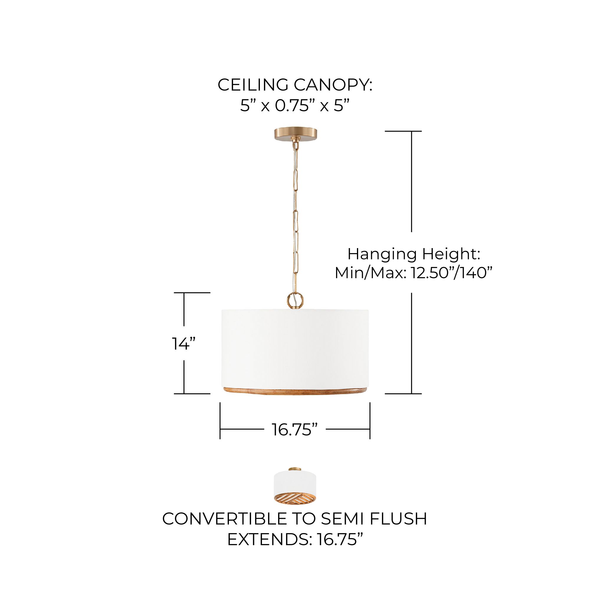 Image 7 Capital Lighting Soleil 3 Light Semi Flush 16.75" Matte Brass more views