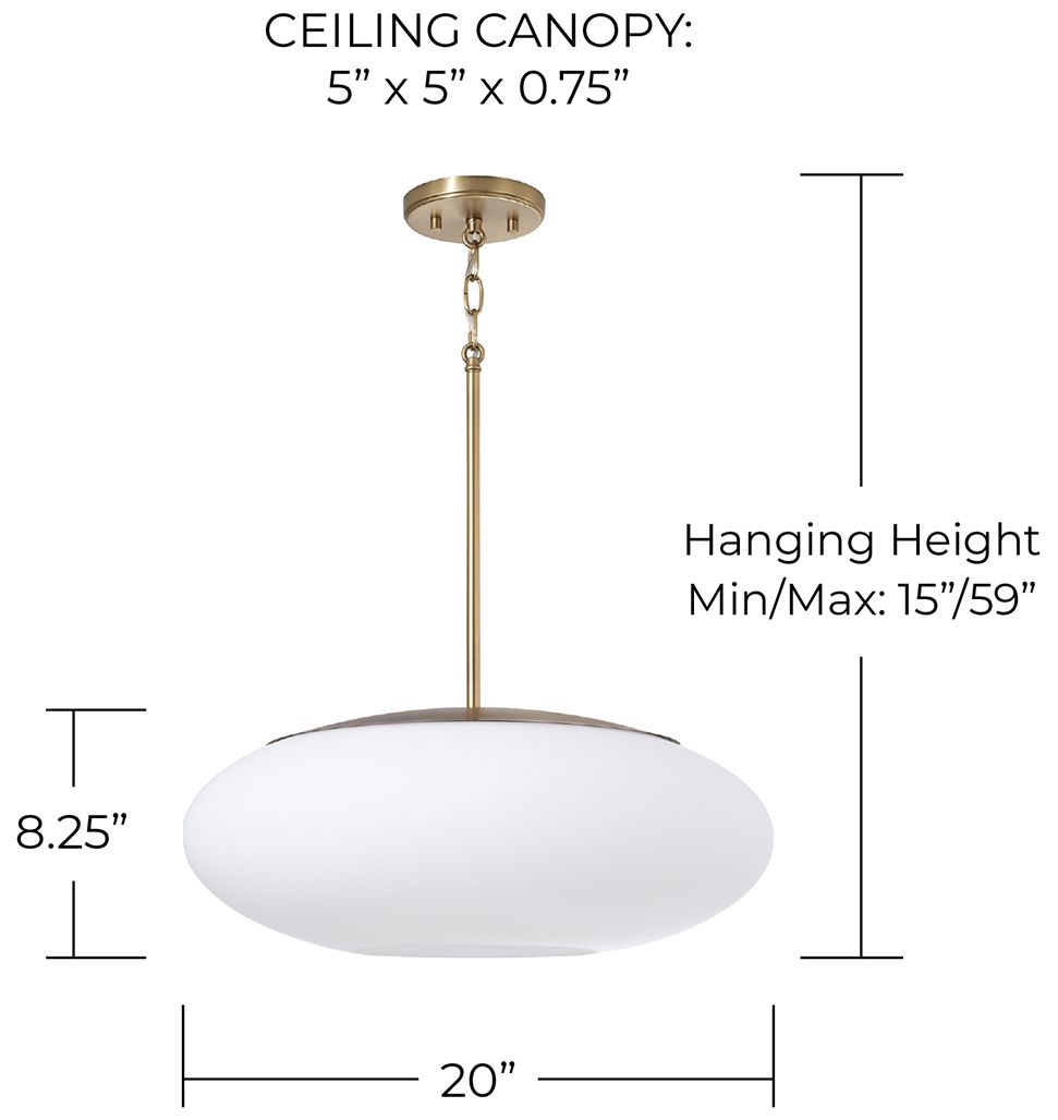 Capital Lighting Soren 1 Light Pendant 20" Aged Brass