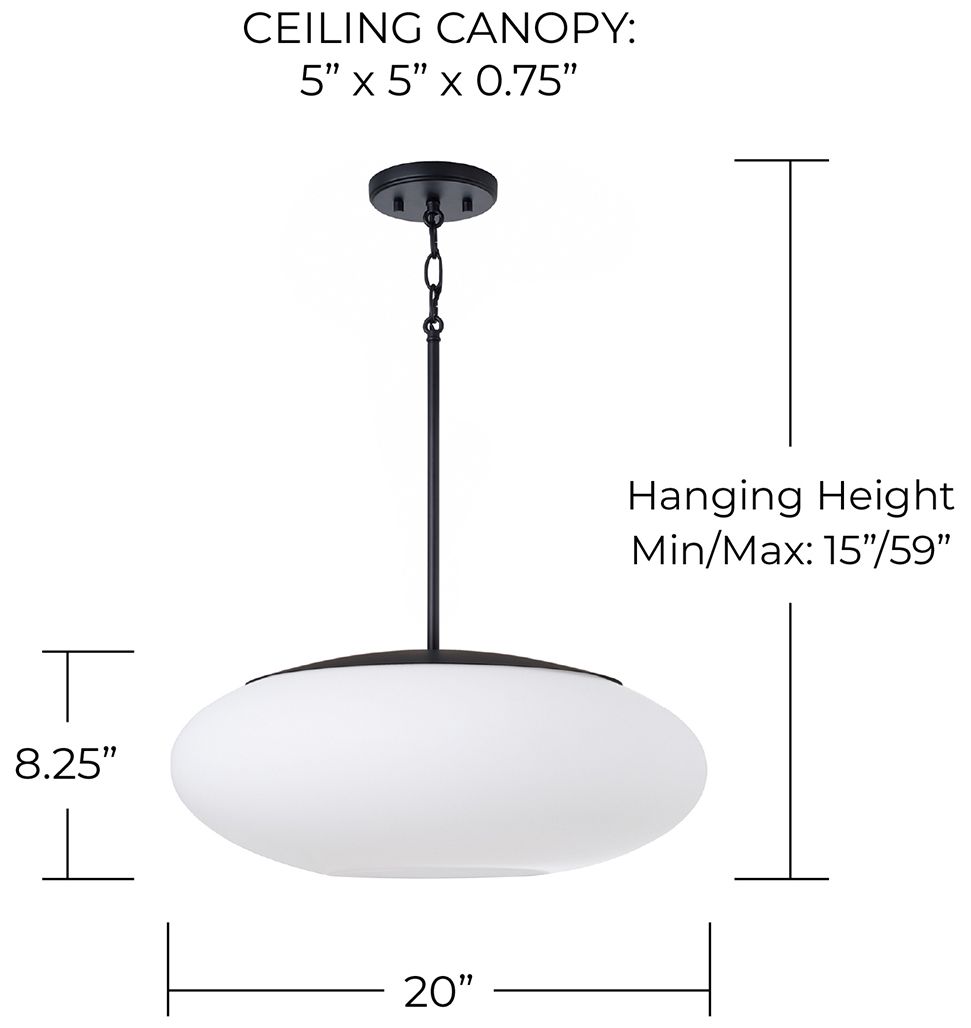 Capital Lighting Soren 1 Light Pendant 20" Matte Black
