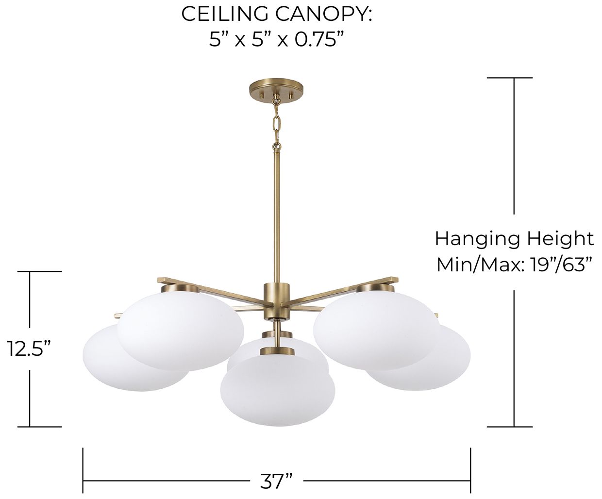 Image 5 Capital Lighting Soren 6 Light Chandelier 37" Aged Brass more views