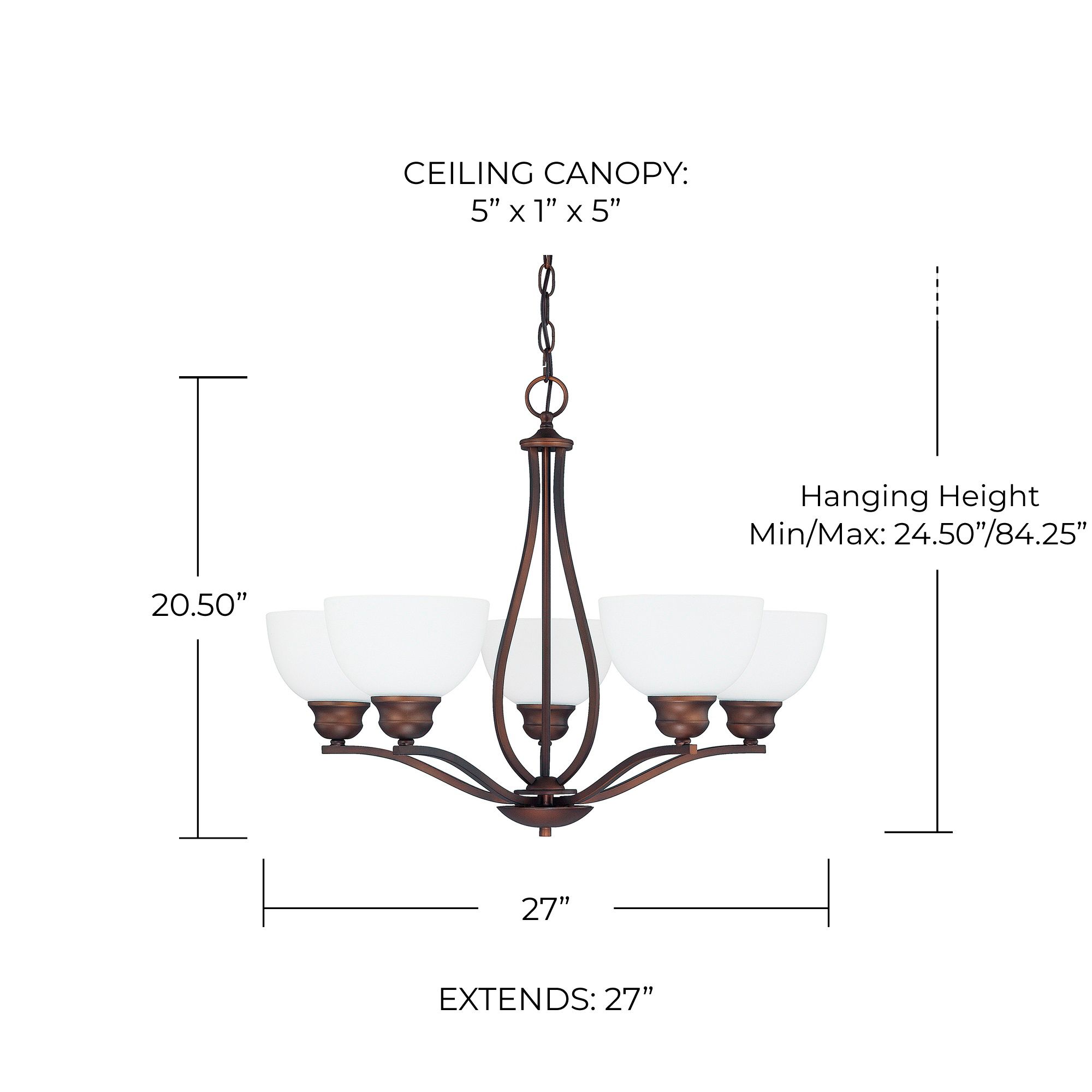 Image 2 Capital Lighting Stanton 5 Light Chandelier 27" Burnished Bronze more views