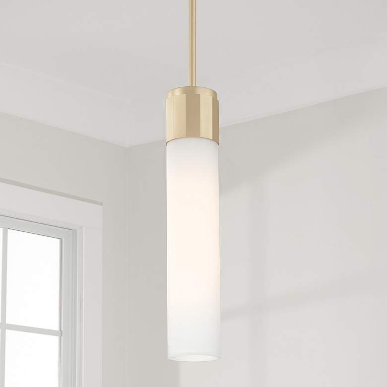 Image 1 Capital Lighting Sutton 3.3" Wide Gold White Glass Modern Mini Pendant