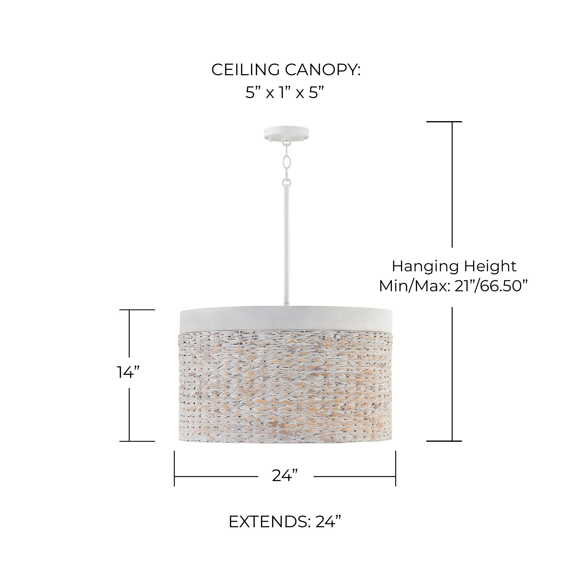 Image 5 Capital Lighting Tallulah 4 Light Pendant 24" Chalk Wash more views