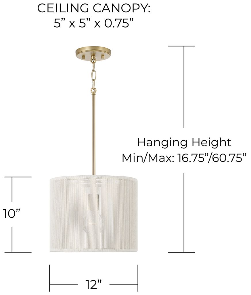 Image 5 Capital Lighting Tara 1 Light Pendant 12" Matte Brass more views