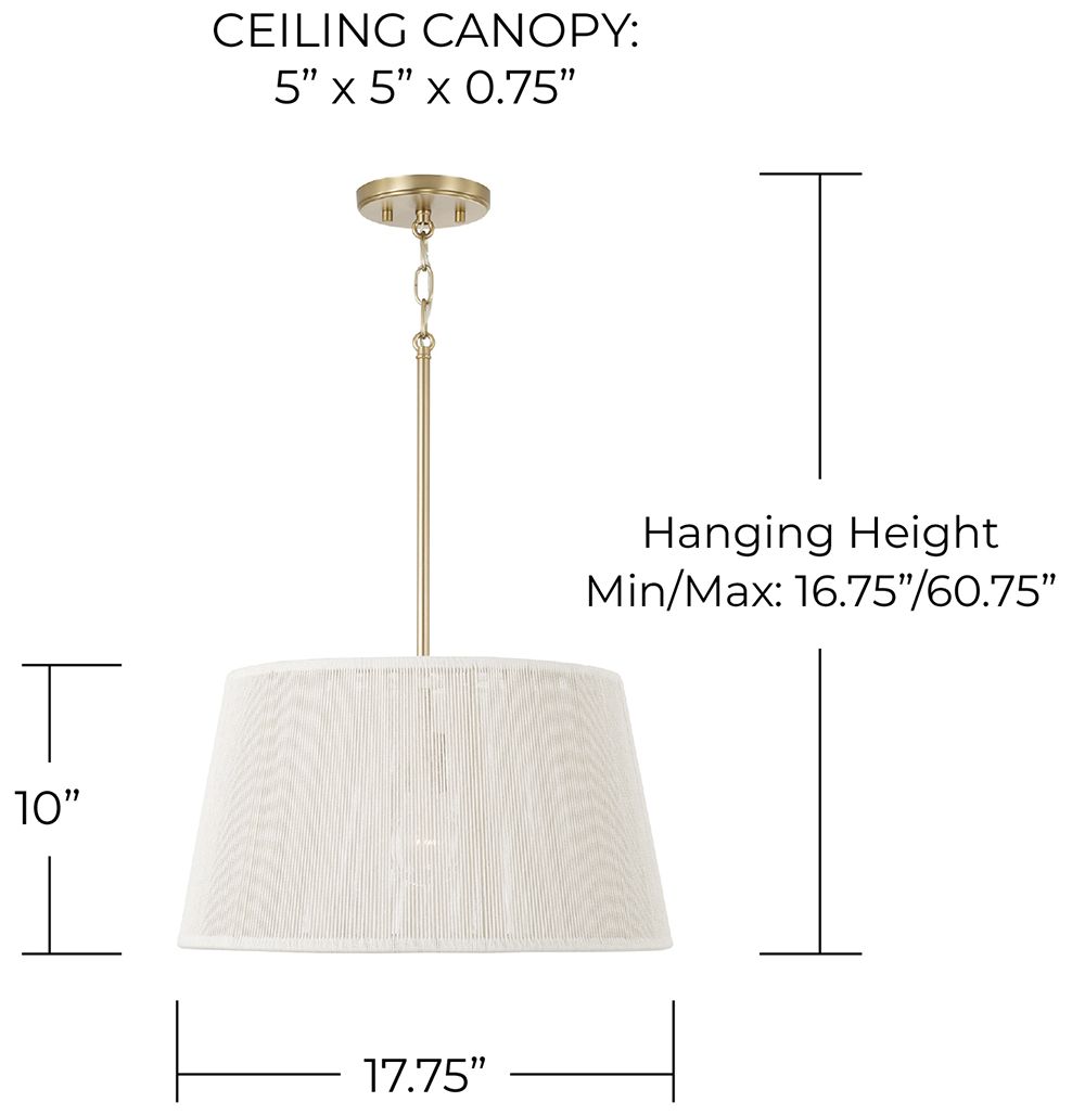 Capital Lighting Tara 1 Light Pendant 17.75" Matte Brass