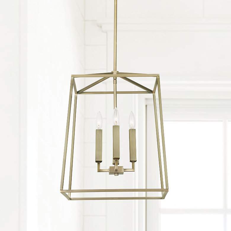 Image 1 Capital Lighting Thea 16" Wide 4-Light Aged Brass Lantern Pendant
