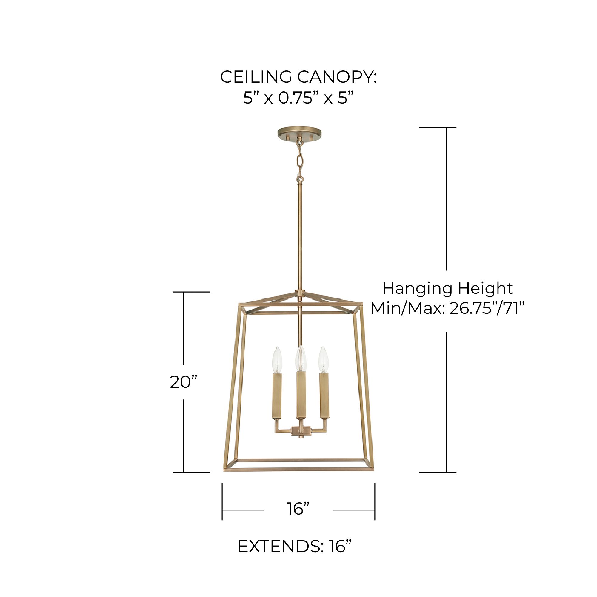 Image 6 Capital Lighting Thea 16" Wide 4-Light Aged Brass Lantern Pendant more views