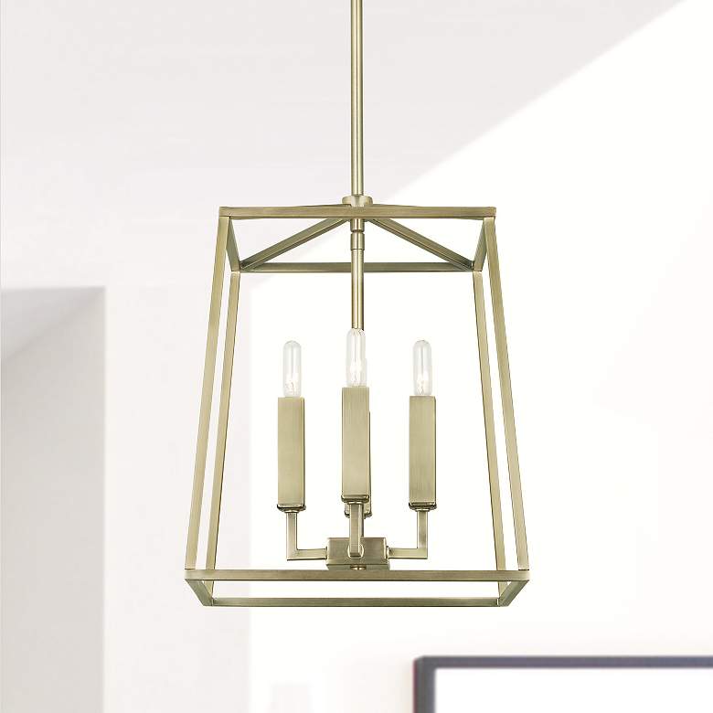 Image 1 Capital Lighting- Thea 4-Light Lantern Foyer- 12" Aged Brass