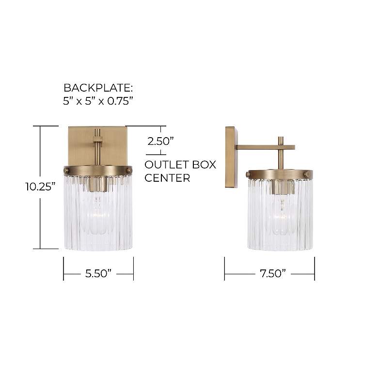 Image 6 Capital Lighting Vaughn 1 Light Sconce 5.5" Aged Brass more views