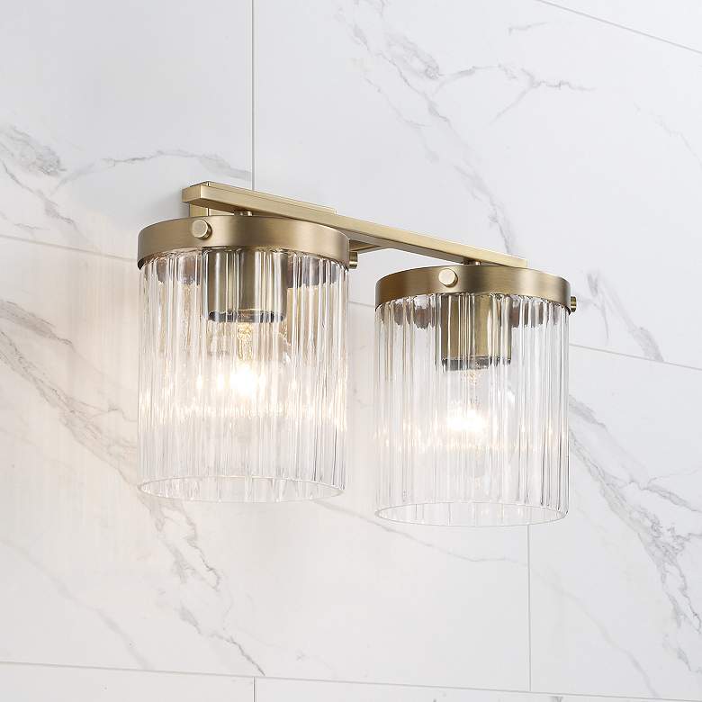 Image 1 Capital Lighting Vaughn 2 Light Vanity 14.5" Aged Brass