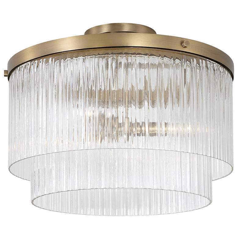 Image 2 Capital Lighting Vaughn 3 Light Pendant 16" Aged Brass