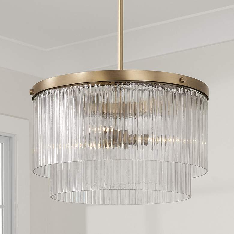 Image 1 Capital Lighting Vaughn 3 Light Pendant 16" Aged Brass