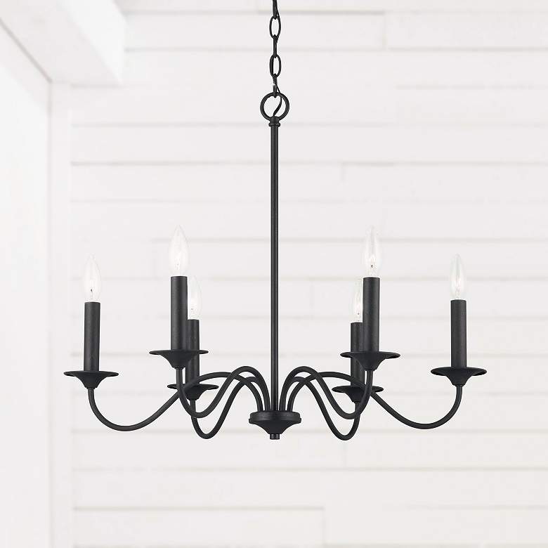 Image 1 Capital Lighting Vincent 26" Wide 6-Light Black Iron Chandelier