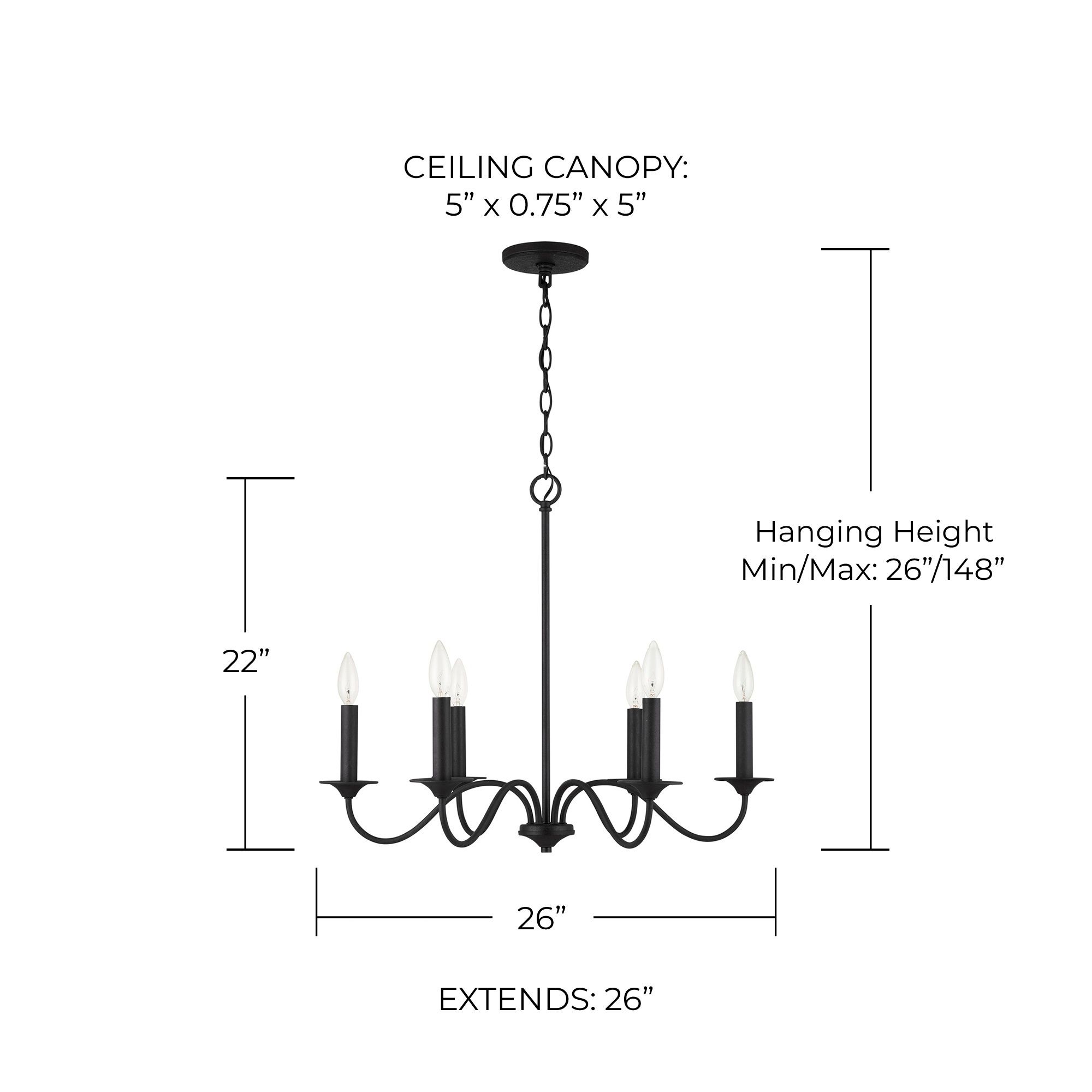 Capital Lighting Vincent 26" Wide 6-Light Black Iron Chandelier