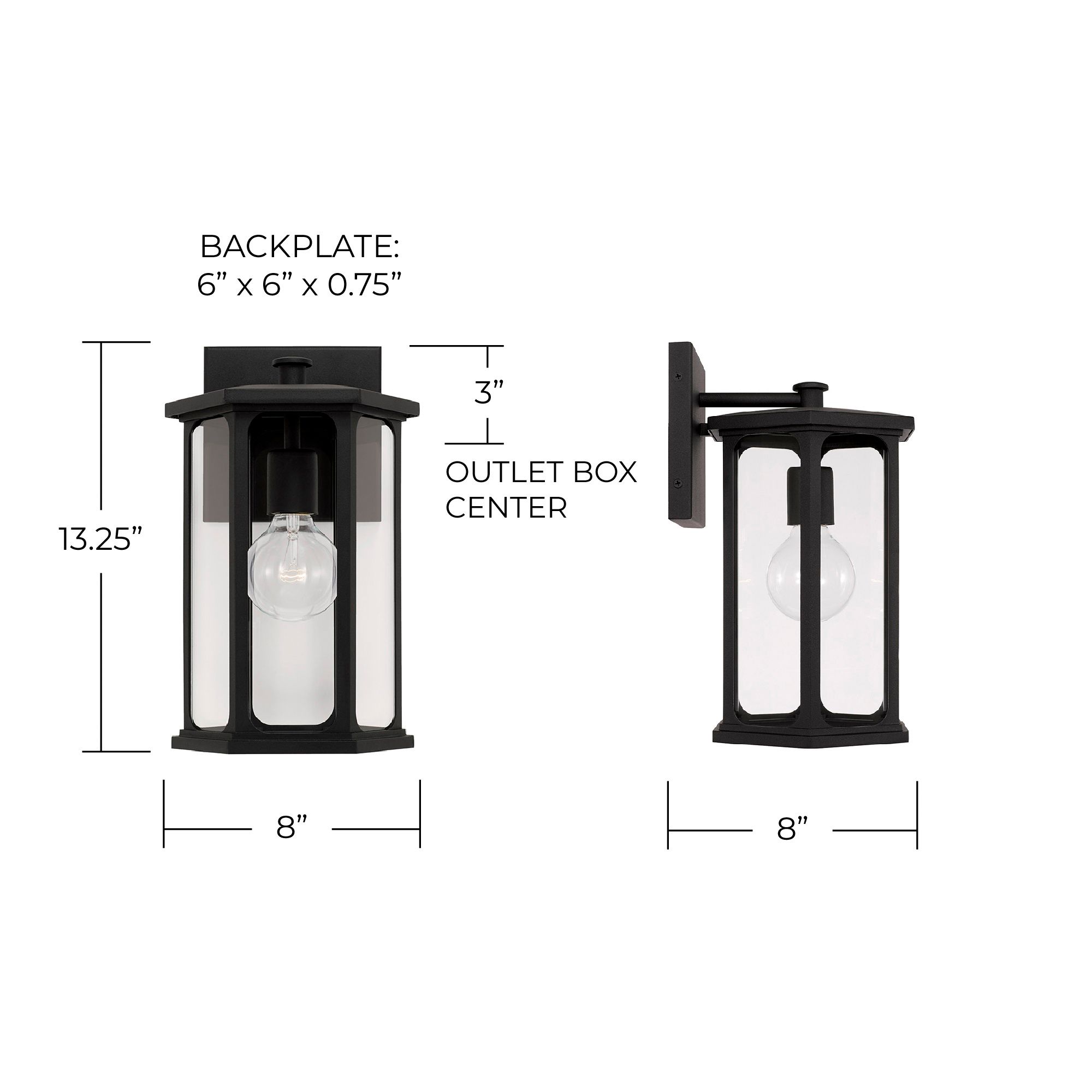 Image 6 Capital Lighting Walton 1 Light Outdoor Wall lantern 8" Black more views