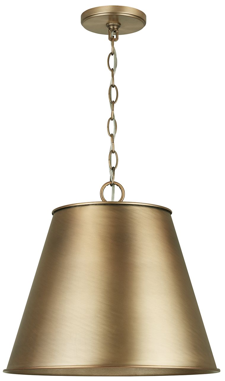 Image 2 Capital Lighting Welker 1 Light Pendant 16" Aged Brass