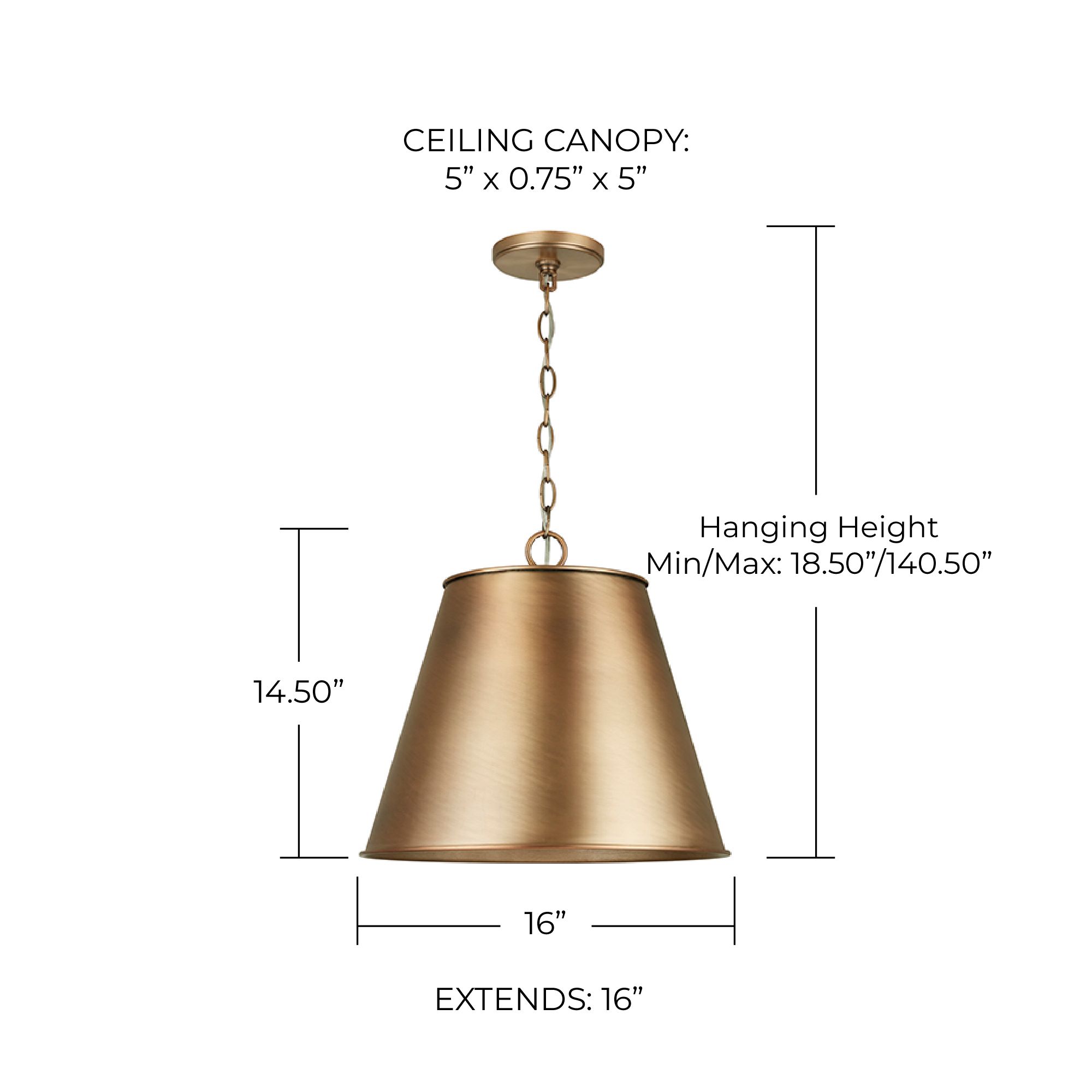 Capital Lighting Welker 1 Light Pendant Aged Brass