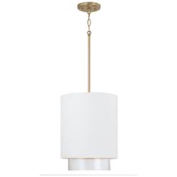 Capital Lighting Weller 1 Light Pendant 11.5" Matte Brass and White