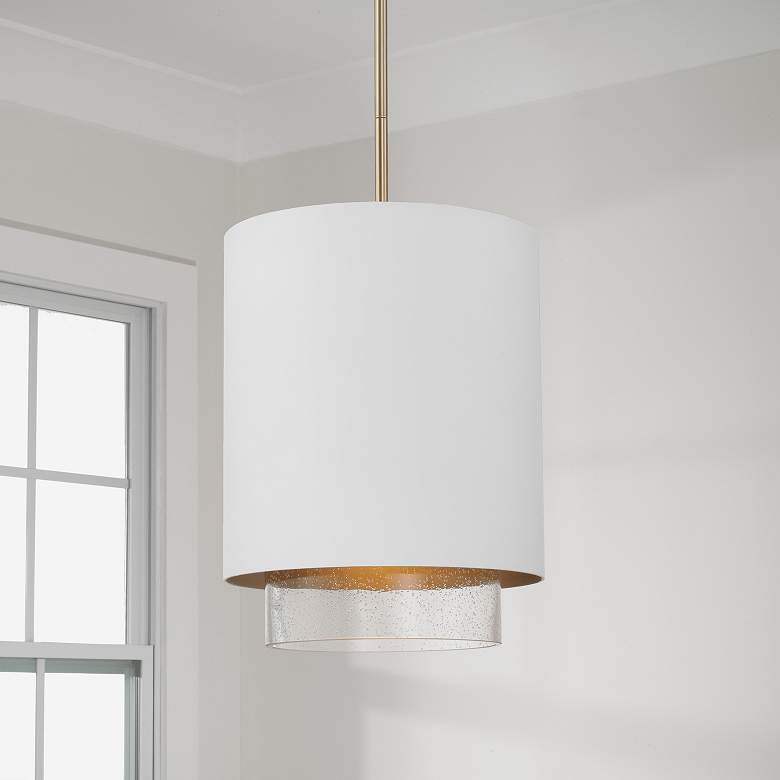 Image 1 Capital Lighting Weller 1 Light Pendant 11.5" Matte Brass and White