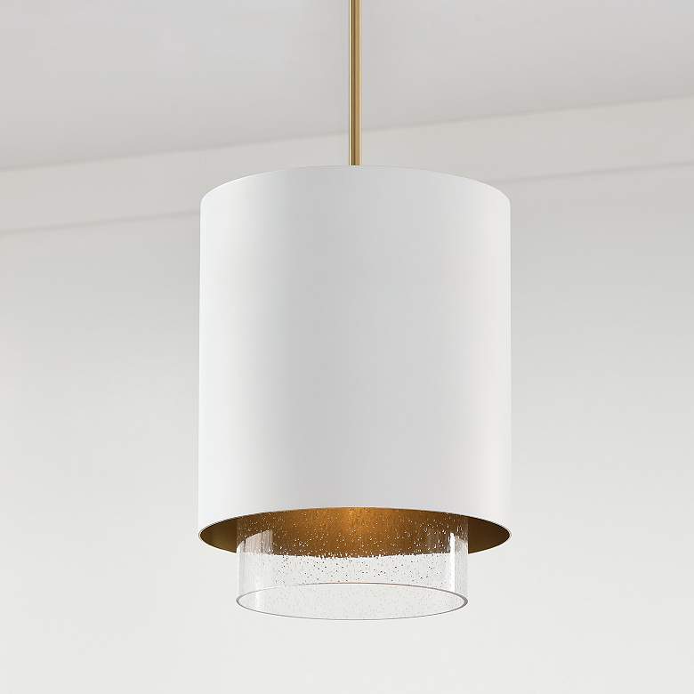 Image 3 Capital Lighting Weller 1 Light Pendant 11.5" Matte Brass and White more views