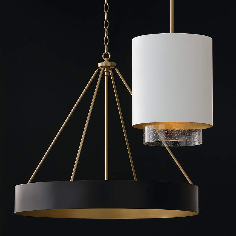 Image 6 Capital Lighting Weller 1 Light Pendant 11.5" Matte Brass and White more views
