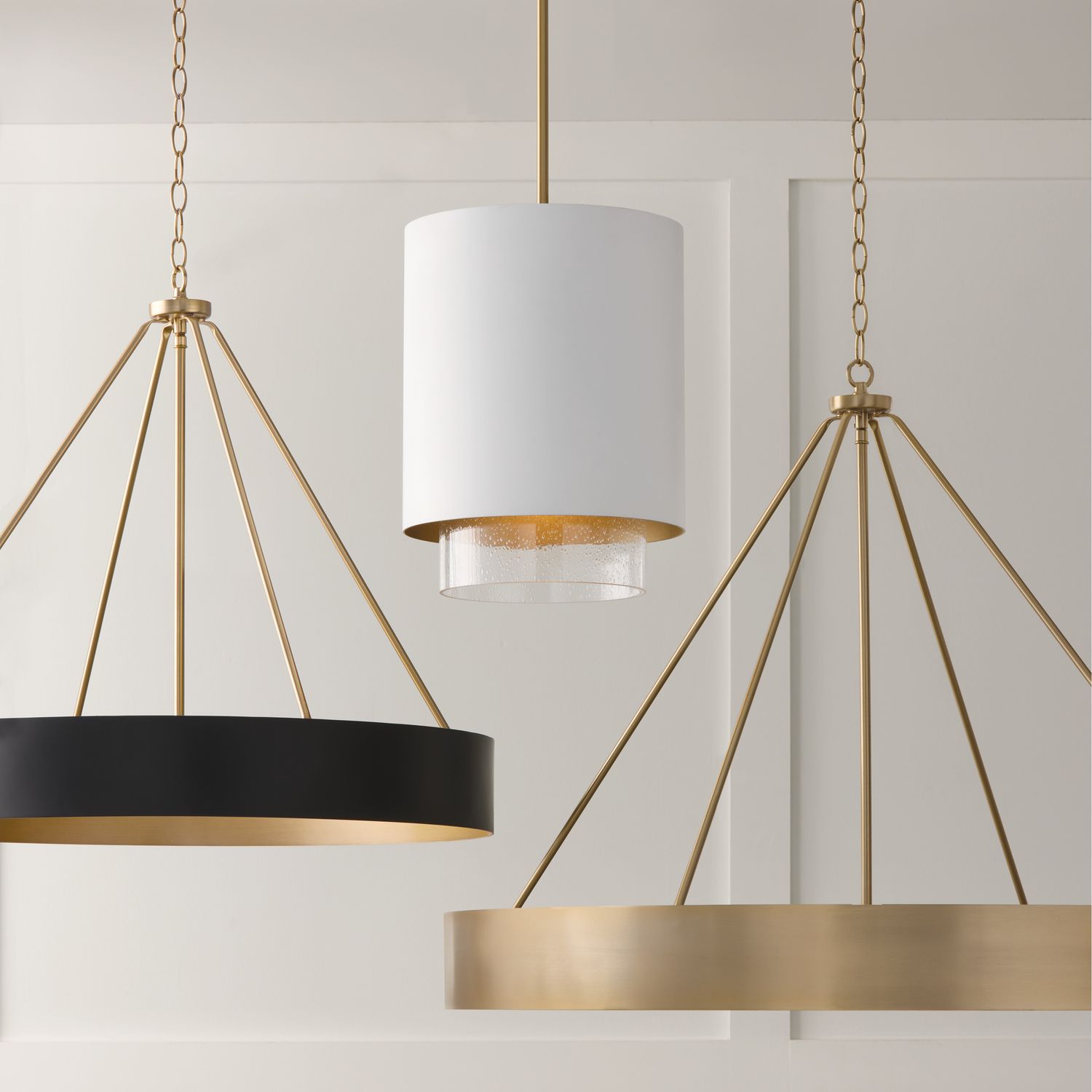 Capital Lighting Weller 1 Light Pendant 11.5" Matte Brass and White