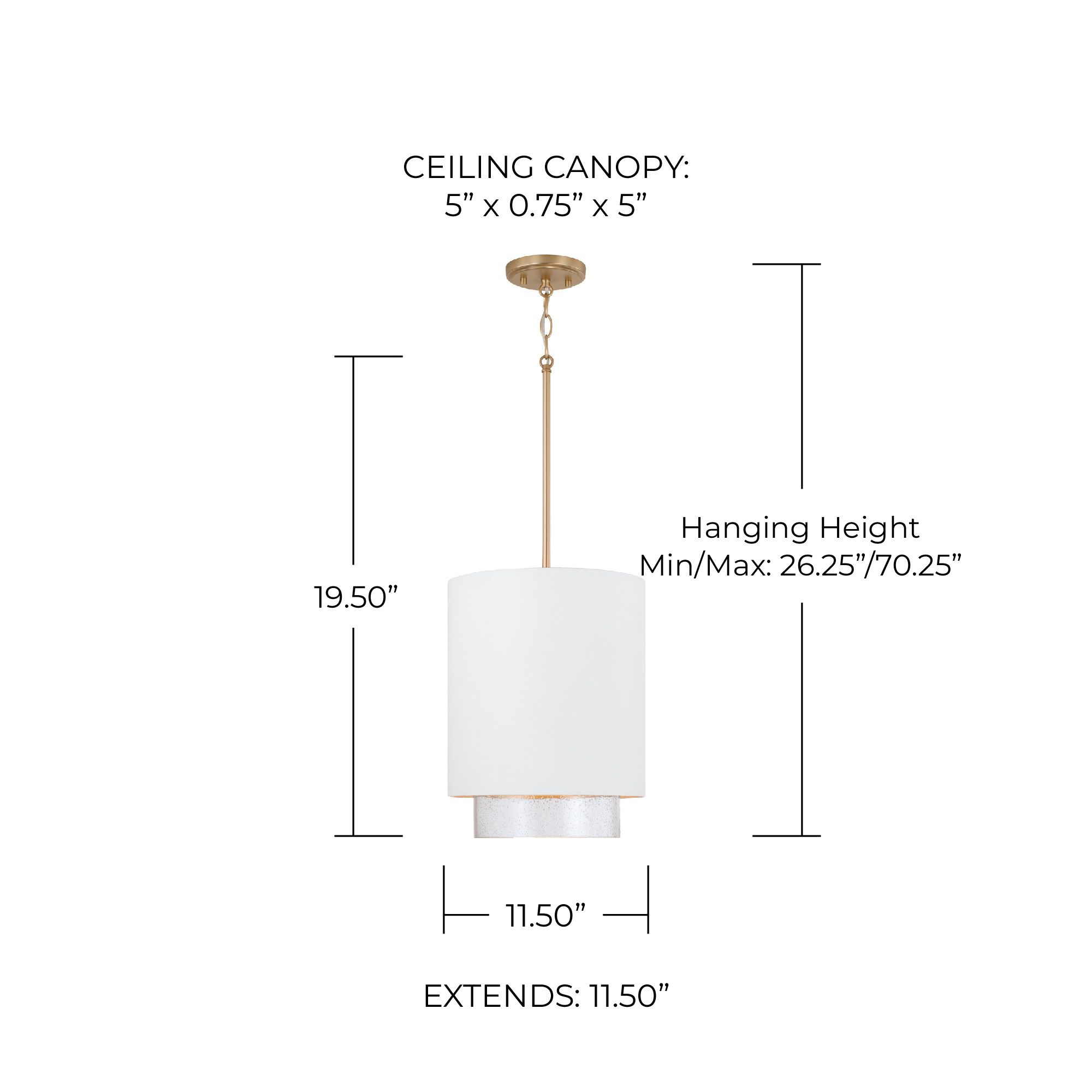 Capital Lighting Weller 1 Light Pendant 11.5" Matte Brass and White