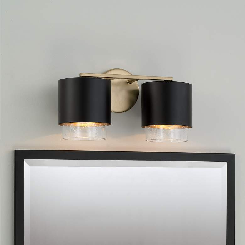 Image 1 Capital Lighting Weller 2 Light Vanity 15" Matte Brass and Black