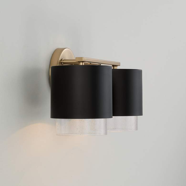 Image 3 Capital Lighting Weller 2 Light Vanity 15" Matte Brass and Black more views