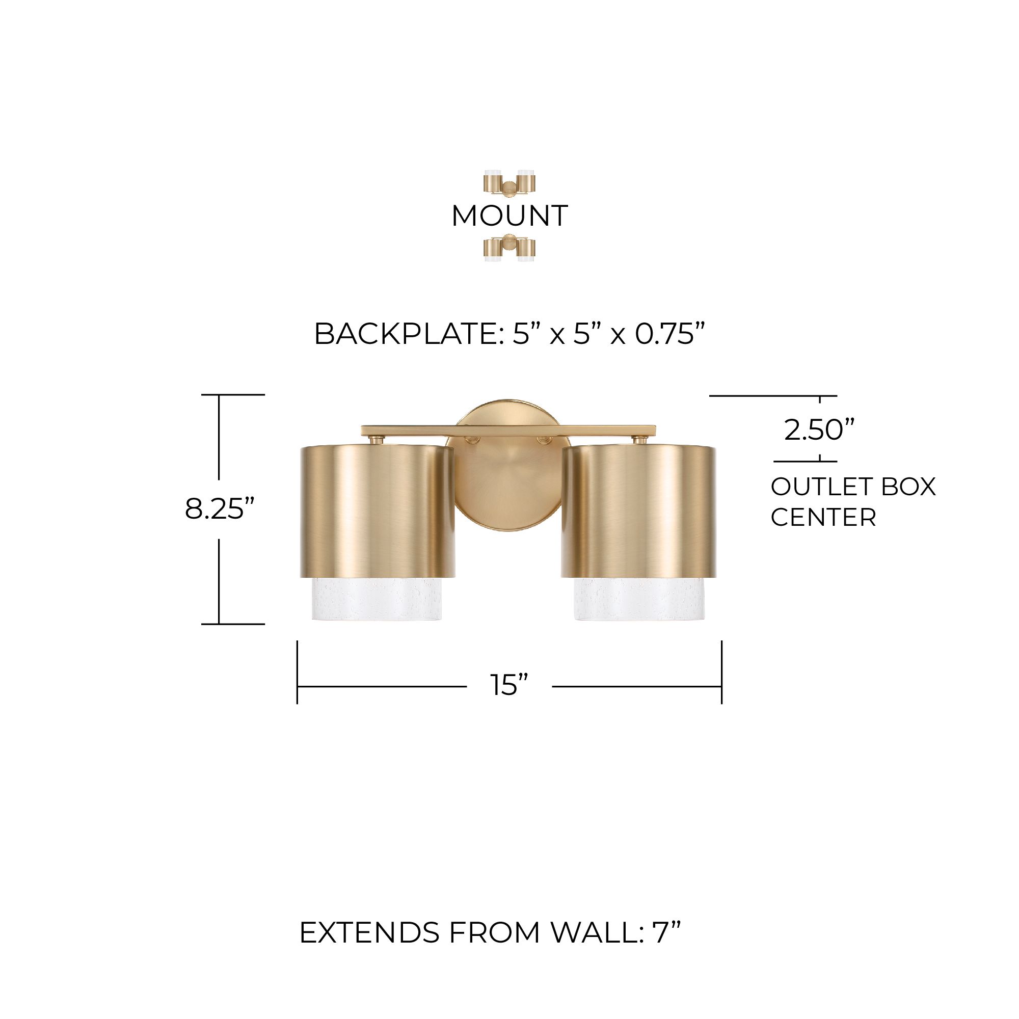 Image 6 Capital Lighting Weller 2 Light Vanity 15" Matte Brass more views