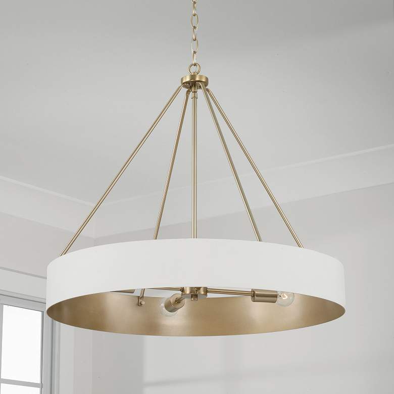 Image 1 Capital Lighting Weller 27 1/2" Brass and White 4-Light Chandelier