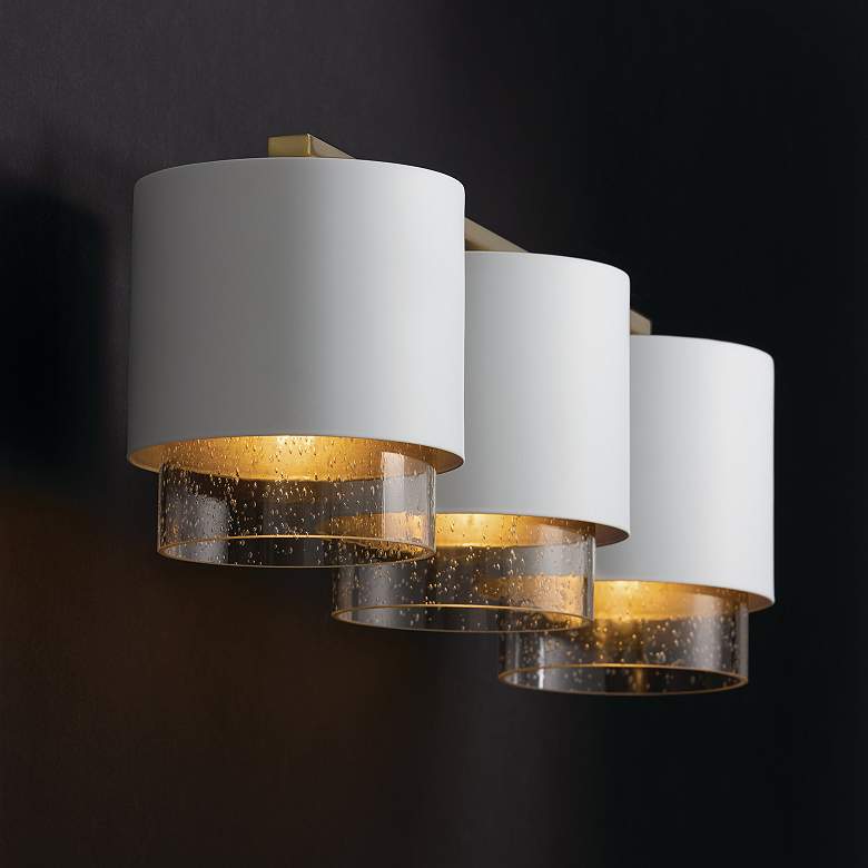 Image 4 Capital Lighting Weller 3 Light Vanity 24.25" Matte Brass and White more views