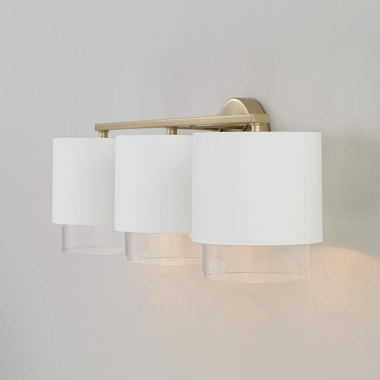 Image 5 Capital Lighting Weller 3 Light Vanity 24.25" Matte Brass and White more views