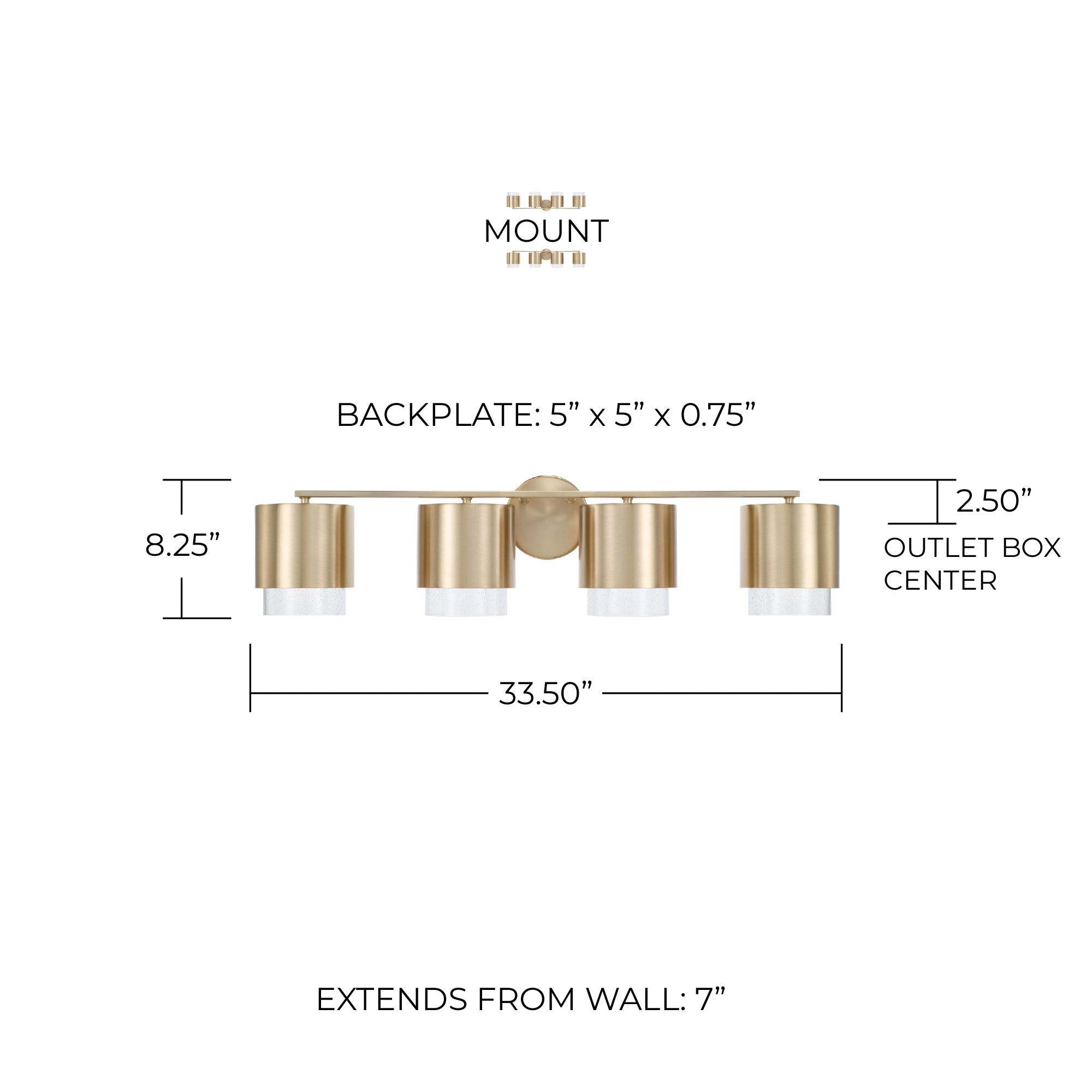 Capital Lighting Weller 4 Light Vanity 33.5" Matte Brass