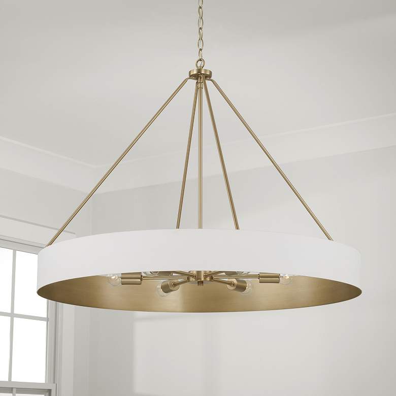 Image 1 Capital Lighting Weller 6 Light Chandelier 35.75" Matte Brass and Whit