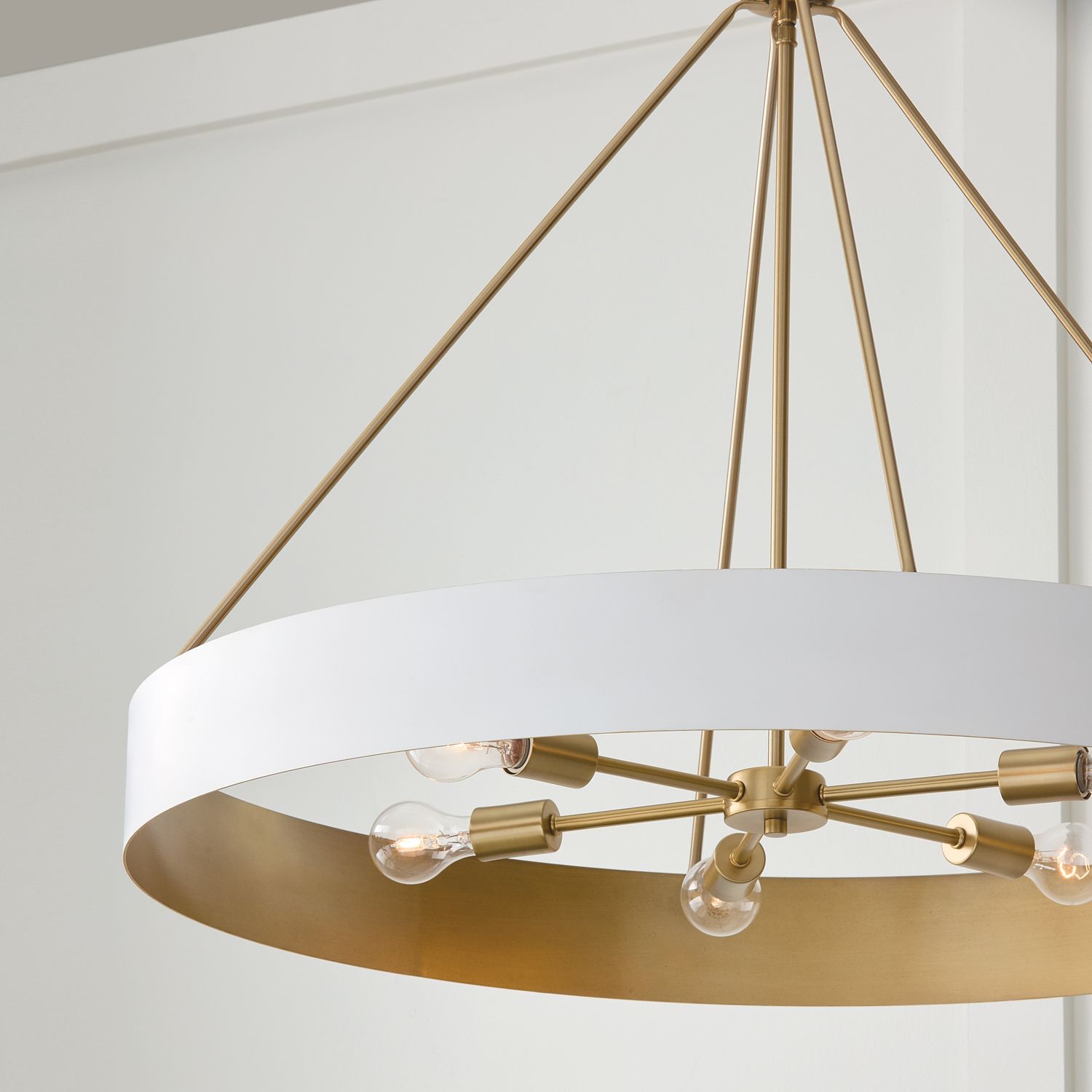Image 3 Capital Lighting Weller 6 Light Chandelier 35.75" Matte Brass and Whit more views