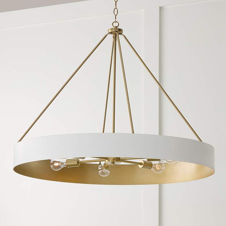 Image 3 Capital Lighting Weller 6 Light Chandelier 35.75" Matte Brass and Whit more views