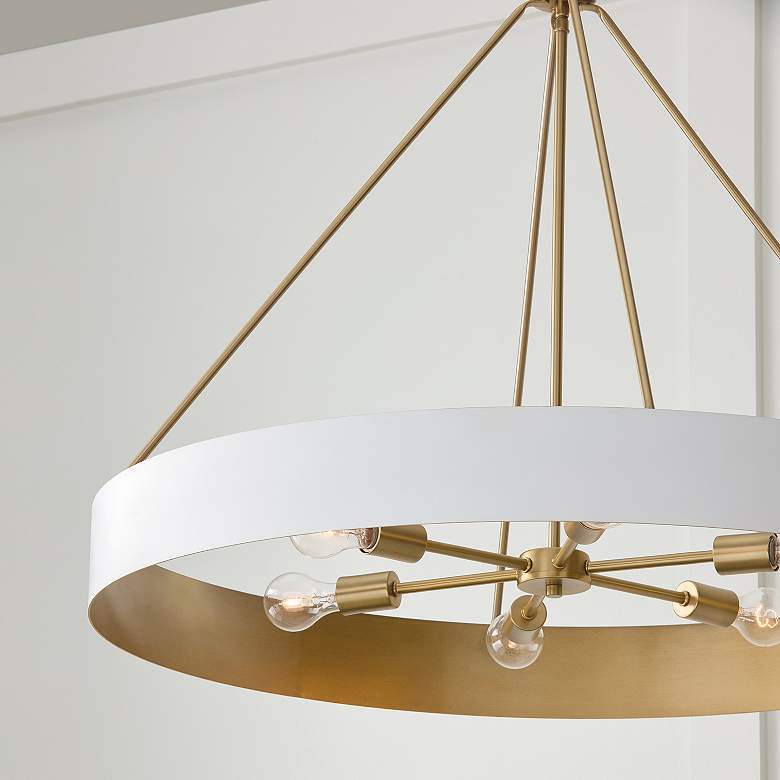 Image 4 Capital Lighting Weller 6 Light Chandelier 35.75" Matte Brass and Whit more views