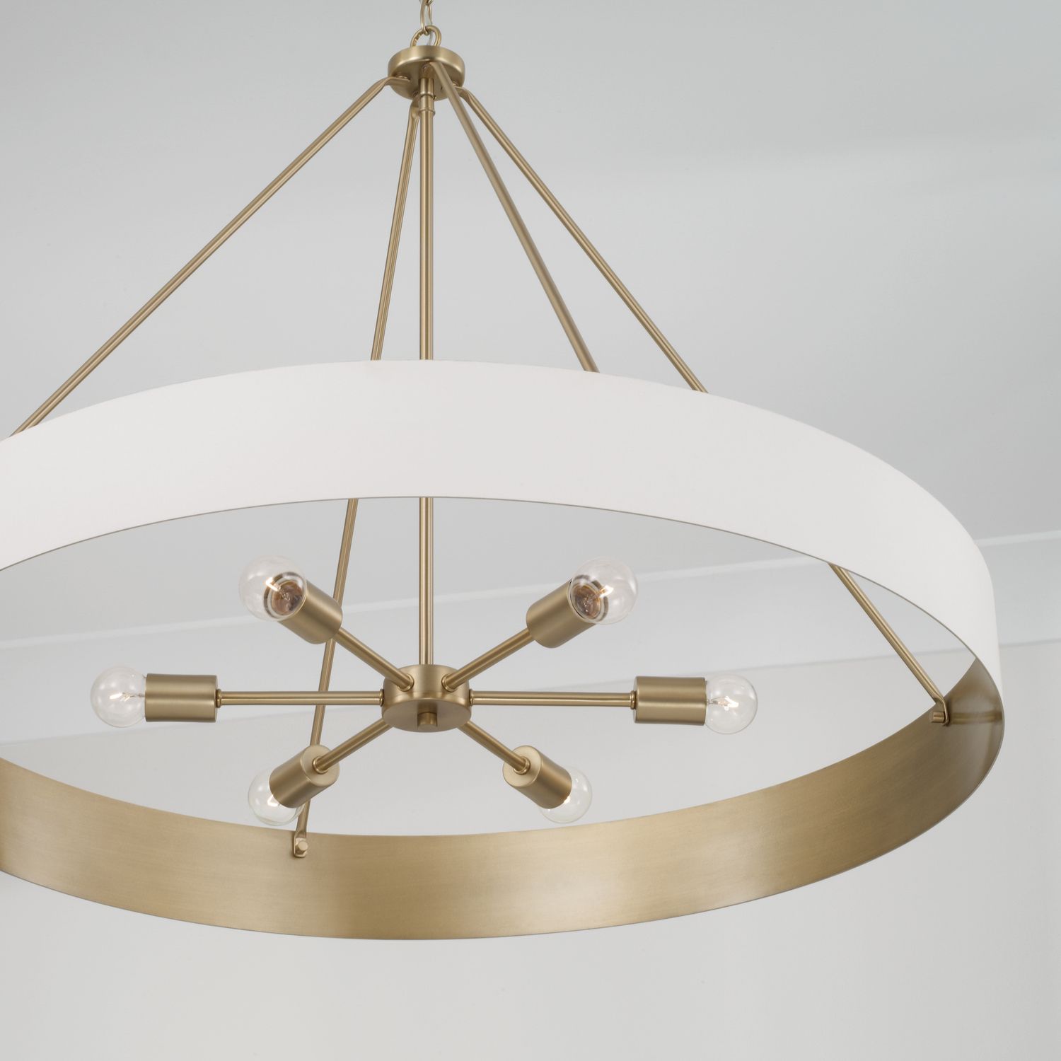 Image 6 Capital Lighting Weller 6 Light Chandelier 35.75" Matte Brass and Whit more views
