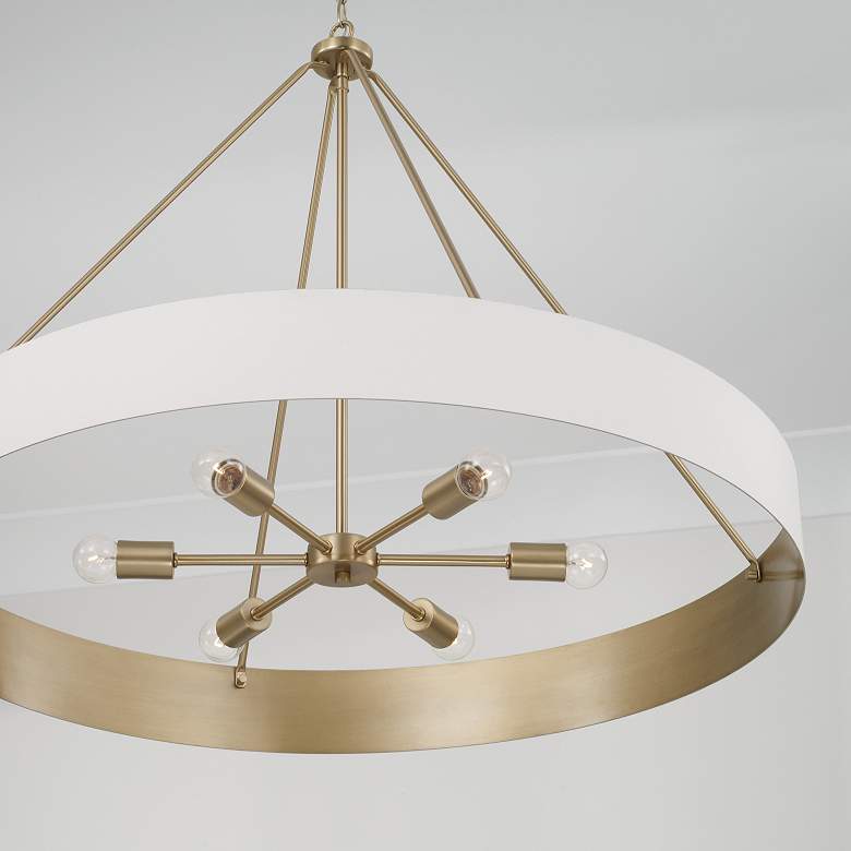 Image 7 Capital Lighting Weller 6 Light Chandelier 35.75" Matte Brass and Whit more views