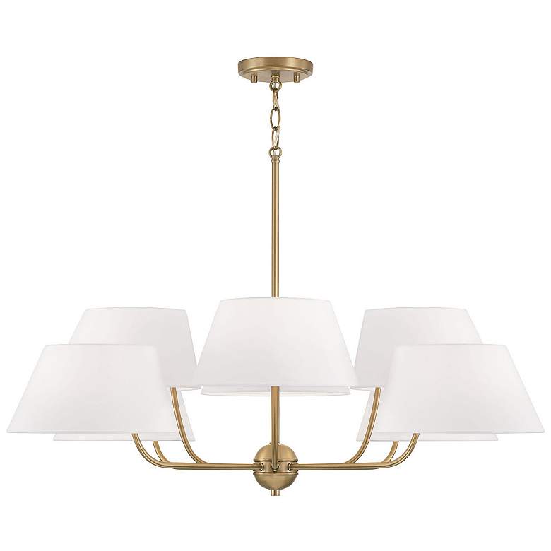 Image 2 Capital Lighting Welsley 40" Wide 8-Arm Aged Brass Shade Chandelier