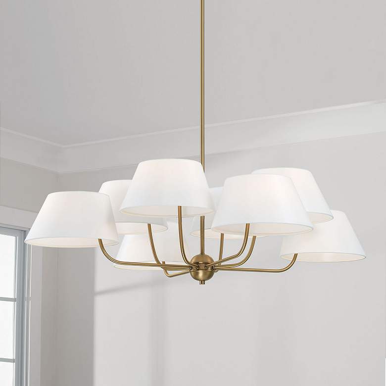 Image 1 Capital Lighting Welsley 40" Wide 8-Arm Aged Brass Shade Chandelier