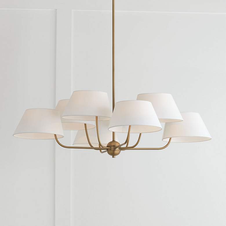 Image 4 Capital Lighting Welsley 40" Wide 8-Arm Aged Brass Shade Chandelier more views