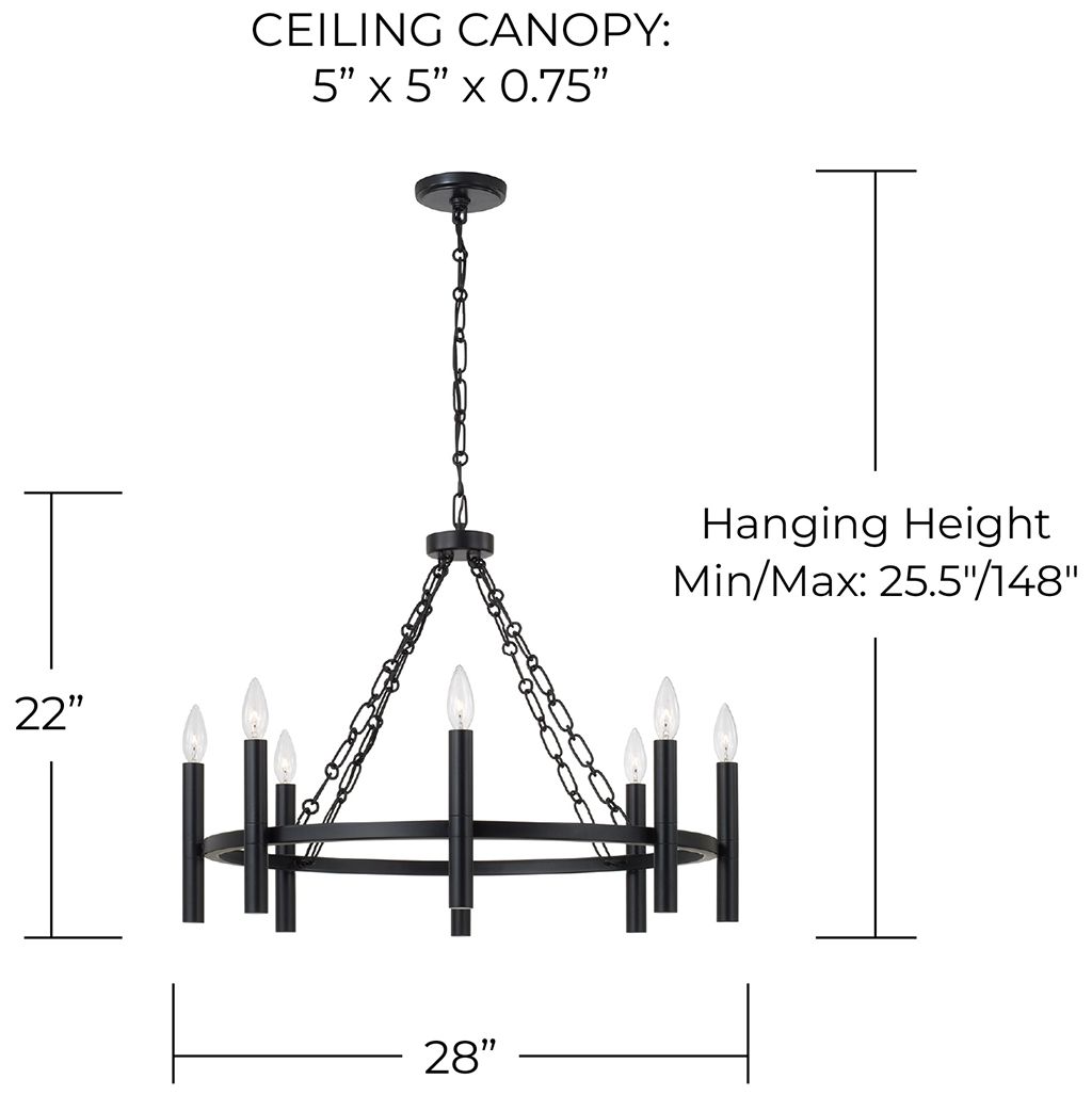 Image 6 Capital Lighting Winton 8 Light Chandelier 28" Matte Black more views