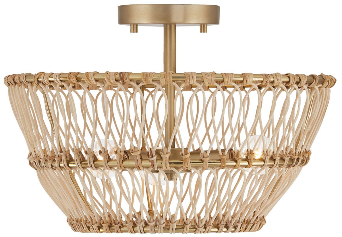 Capital Lighting Wren 3 Light Semi Flush 16" Matte Brass