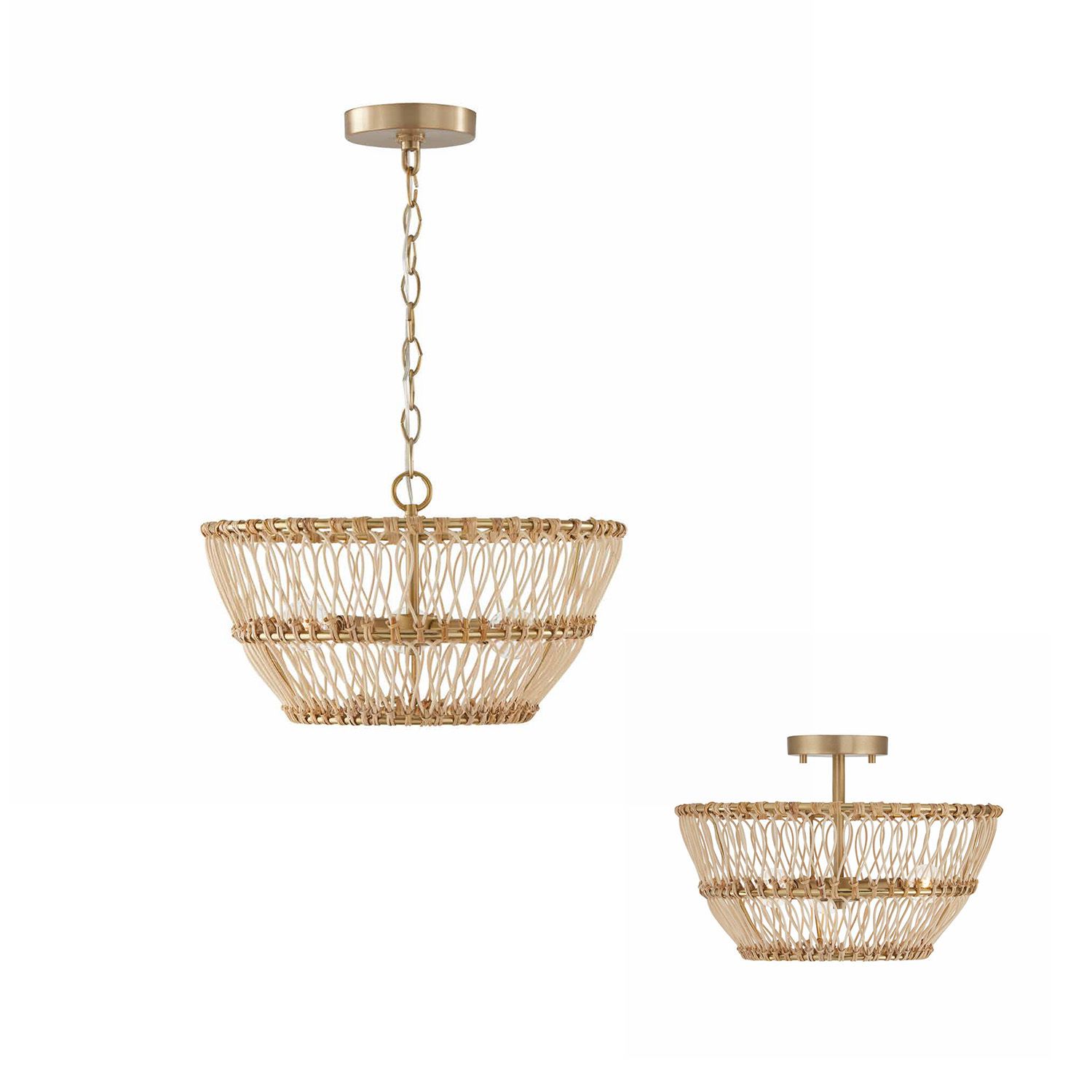 Image 6 Capital Lighting Wren 3 Light Semi Flush 16" Matte Brass more views