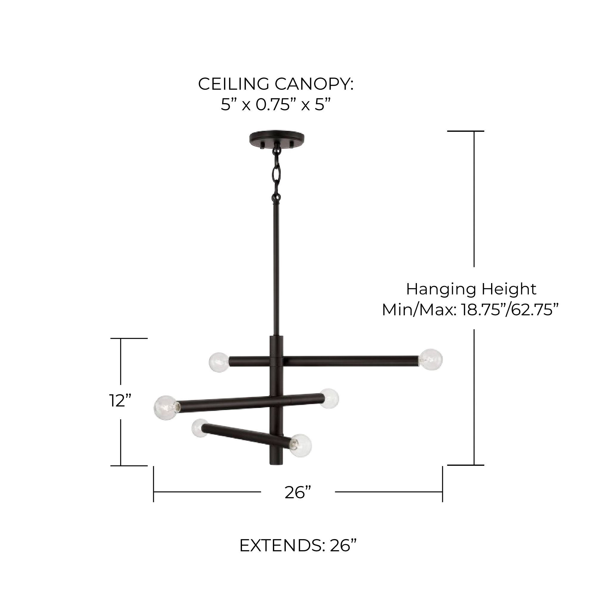 Image 4 Capital Lighting Zane 6 Light Chandelier Matte Black more views