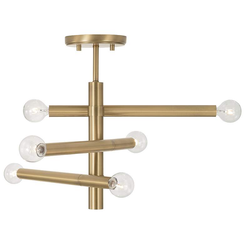 Image 1 Capital Lighting Zane 6 Light Semi-Flush Aged Brass